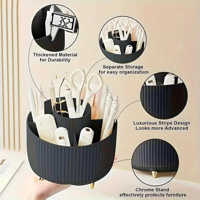 360 Degree Rotatable Makeup Brush Storage Box, 1 Count Multipurpose Makeup Brush Holder, Durable Makeup Organizer for Bedroom Bathroom