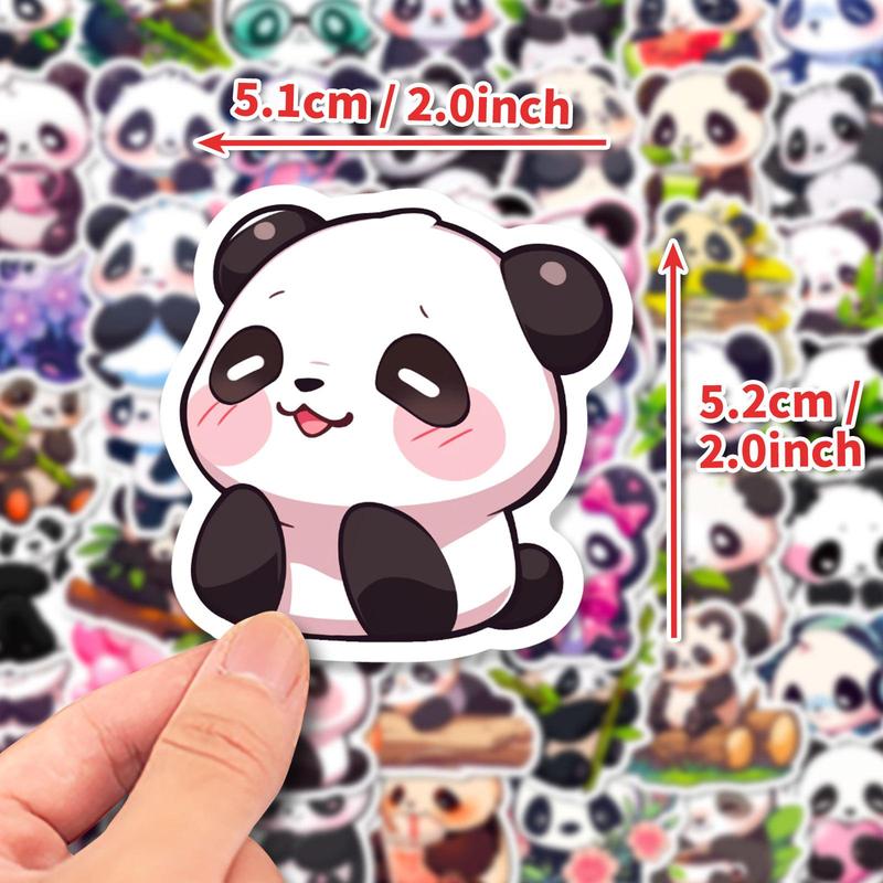 50pcs Cute Cartoon Panda Pattern Sticker, Waterproof DIY Decorative Sticker For Car Bike Laptop Phone Luggage Guitar Water Bottle