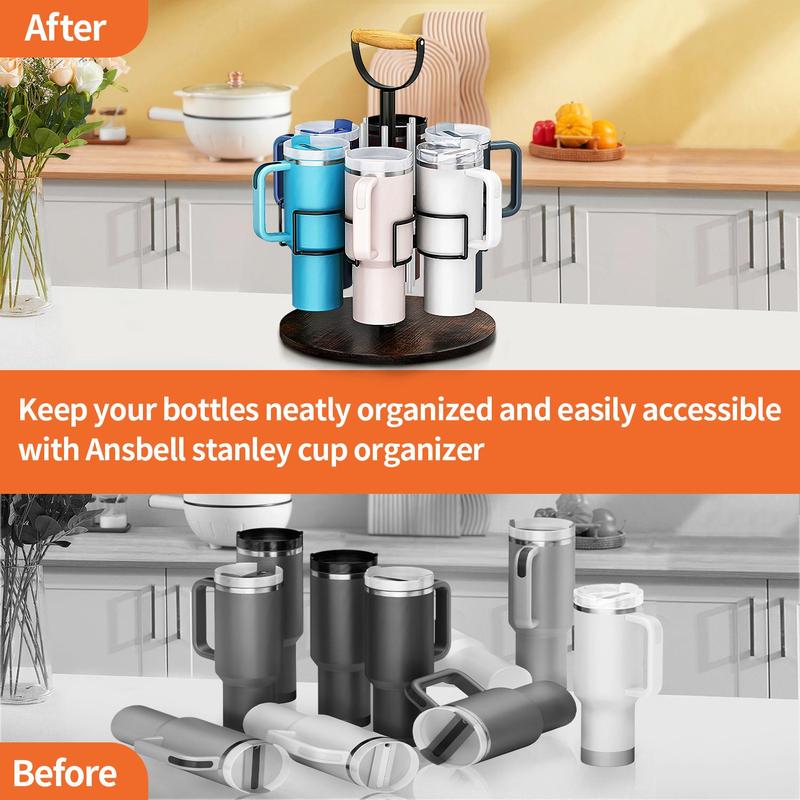 360° Rotatable Cup Holder, Cup Storage Rack with Handle, Kitchen Gadgets Cup Organizer, Kitchen Storage Organizer, Kitchen Accessories