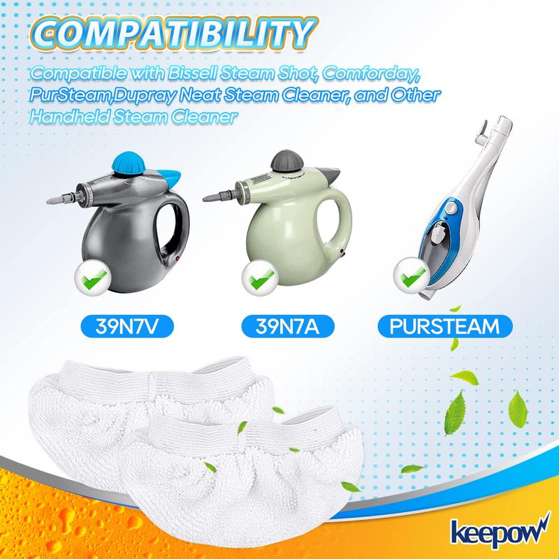 KEEPOW Universal Microfiber Cloths for Handheld Steam Cleaner, Compatible with Bissell Steam Shot With Washable Rags Cleaning