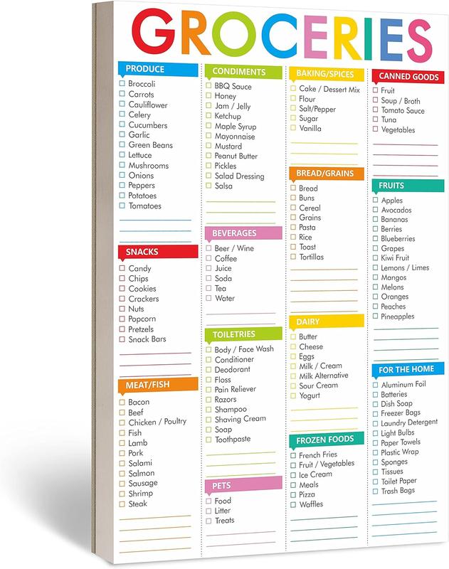 90 Sheets Fastcheck Grocery List Magnet Pad, 110 Printed Common Food for Fridge and Blank Grocery Shopping Spaces for Home. Size 6”x 9” Decor Magnetic