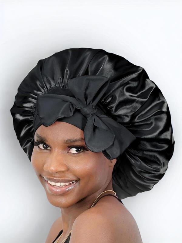 Plain Color Night Cap,  Soft Satin Bonnet, Elastic Sleeping Night Cap, Soft Bath Shower Cap, Hair Bonnets for Sleeping Showing & Hair Styling