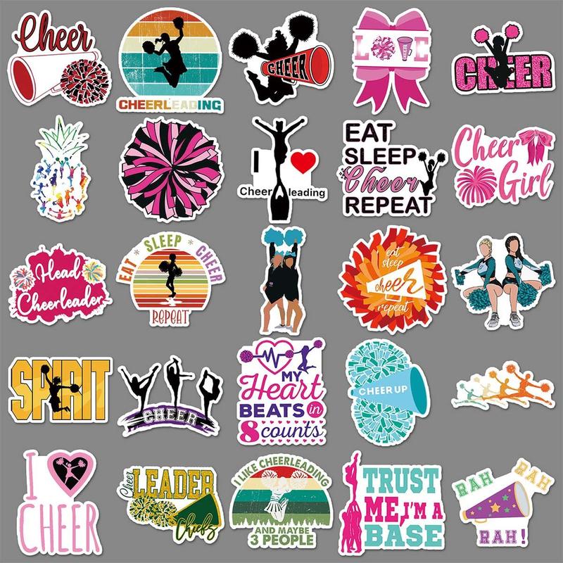 Cartoon Cheerleading Girl Pattern Decorative Sticker, 50pcs Creative Decorative Graffiti Sticker for DIY Craft, Decorative Sticker for Stationery Computer Water Bottle Skateboard