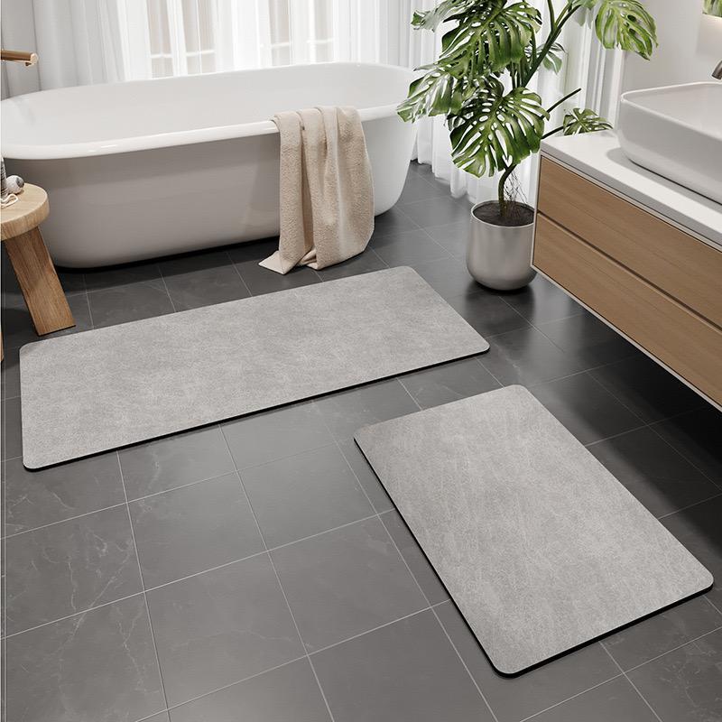 Solid Color Bathroom Mat Set, 2 Counts set Non-slip Absorbent Bath Mat, Quick Drying Bathroom Mat, Kitchen Floor Mat, Bathroom Accessories