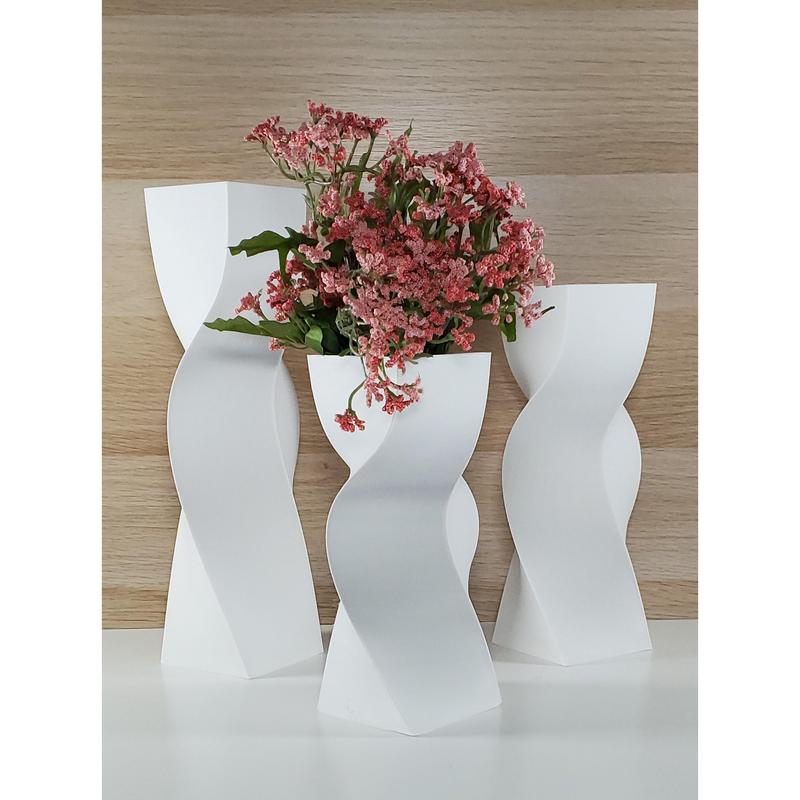 Tall Geometric Matte White Vase or Centerpiece | Modern Home Decor | Flower Vase | Gift