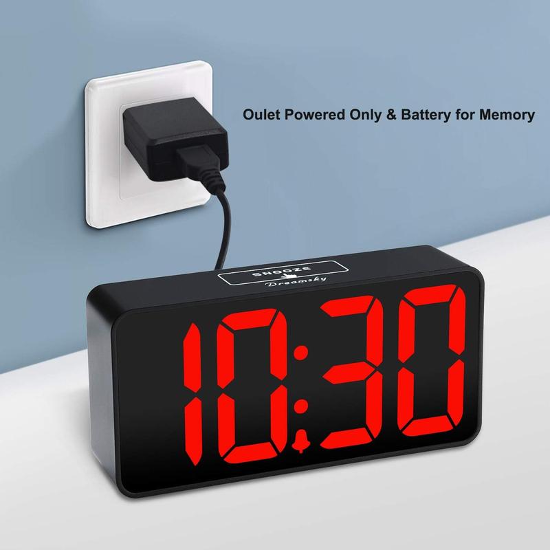 Small Digital  Clock for Bedroom, Large Big Numbers Display with Brightness Dimmer, Electric Bedside Desk Clock with USB  Port, Adjustable  Volume, 12 24Hr, Snooze