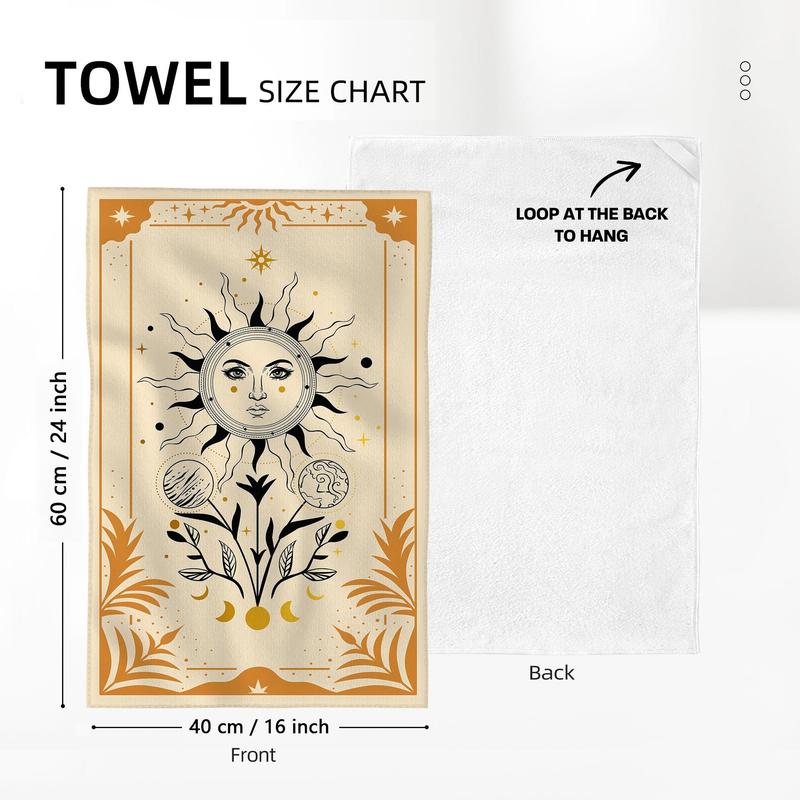 Sun & Flower Pattern Dish Towel, 2 Counts Kitchen Accessories Multi-function Soft Absorbent Hand Towel, Reusable Durable Kitchen Towel, Summer Gift Ideas