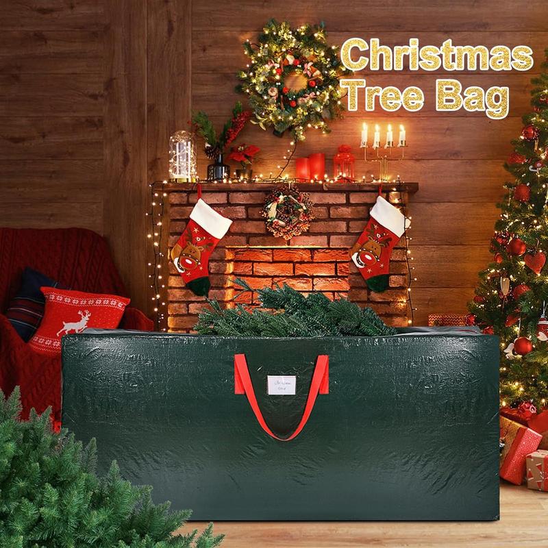 Fits Up to 9 ft Tall Holiday Artificial Xmas Holiday Tree Heavy Duty Extra Large Artificial Large Christmas Tree Storage BagDual Zipper and handles on both sides Green Christmas tree bag