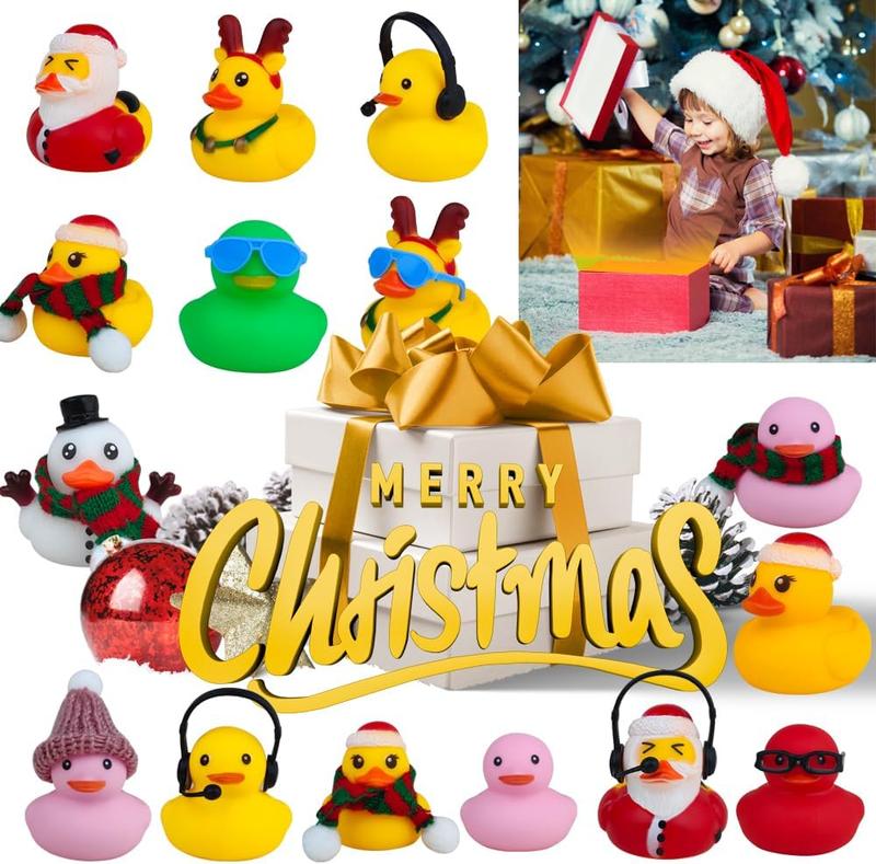 Christmas Blind Box-24 Rubber Ducks Advent Calendar for Toddler Boys Girls Gift, 24 Days Christmas Countdown Calendar Ducks Blind Box Creative Christmas Party Favors