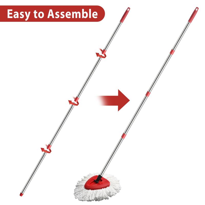 Microfiber Mop Set, 1 Set Including 2 Counts Spin Mop Heads & 1 Count Base & 1 Count Mop Handle, Household Cleaning Tool for Home, Summer for Gift, Cleaning Supplies 2024