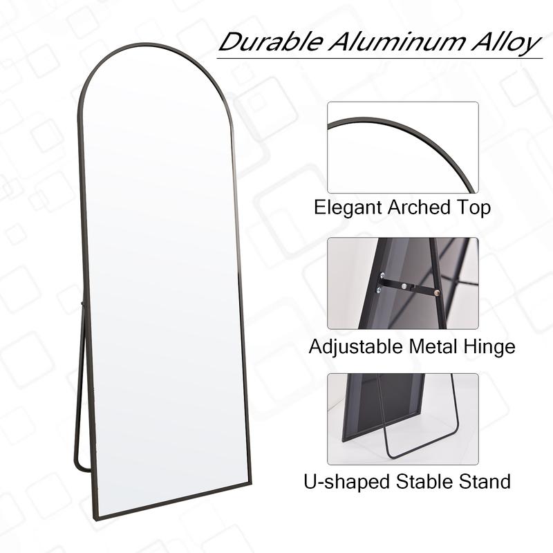 Easly Arched Aluminum Alloy Framed Full Length Mirror Floor Mirror Wall Mirror