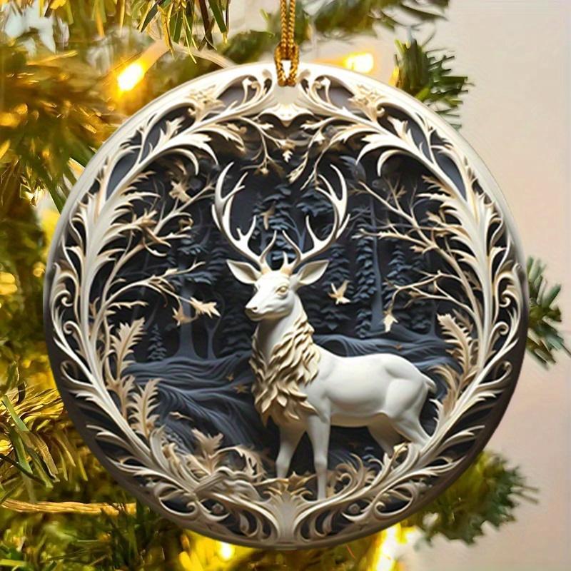 Christmas Deer Design Hanging Ornament, 3d Acrylic Creative Hanging Decoration, Hanging Pendant for Home Party Festival