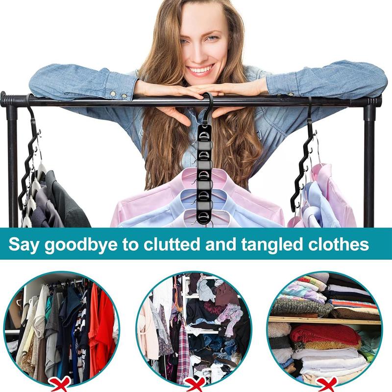 Household Clothes Hanger, 8 Counts 12pcs Space Saving Hanger, Clothes Organizer for Home, Dormitory, Closet, Wardrobe, Bedroom, Living Room