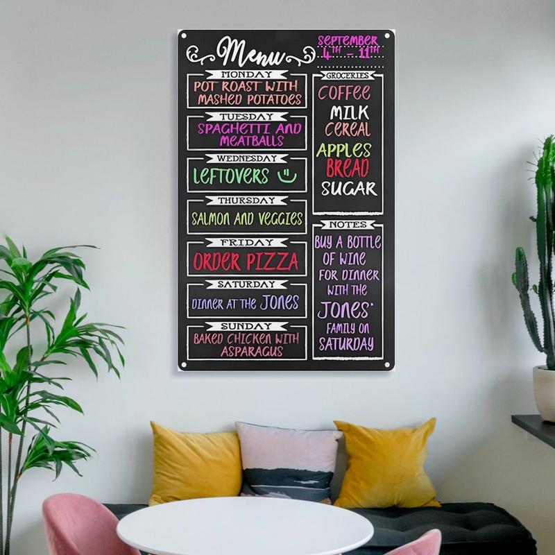 Chalkboard Style Menu Board Aluminum Sign for Home Kitchen Snack Bars, Supermarkets, Shopping Centers, Fast Food Restaurants