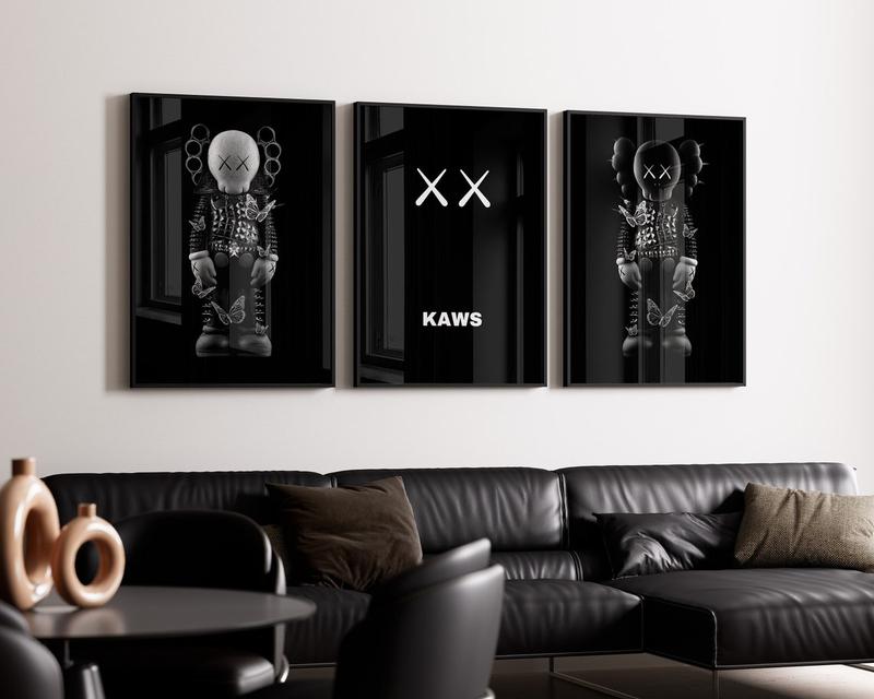 KAWS Poster Set of 3, Printables Minimalist Hypebeast Kaws Figure Poster, Kaws Poster Print, Kaws Wall Art, Graffiti Kaws,