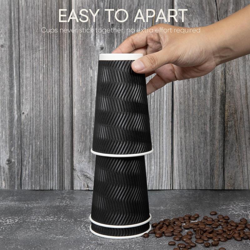 HOW'S MY HOUSE 16oz Coffee Cups with Lids, 100 Pack Insulated Ripple Paper Cups, Disposable Coffee Cups for Water, Juice, Coffee