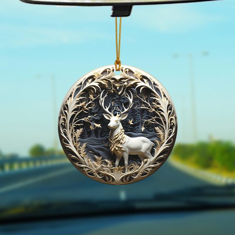 Christmas Deer Design Hanging Ornament, 3d Acrylic Creative Hanging Decoration, Hanging Pendant for Home Party Festival