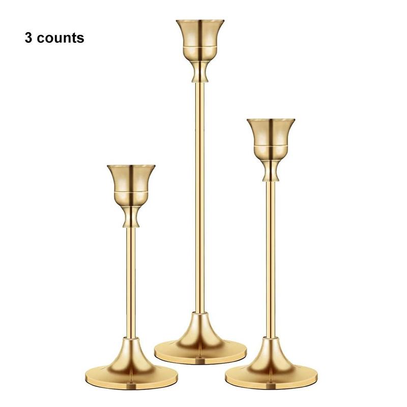 Candlestick Holder, 3 Counts set Exquisite Elegant Taper Candle Holder, Vintage Candle Stick Holder for Fireplace Party Dining Home Decor