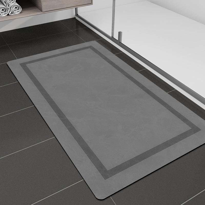 Quick Dry Bath Mat, Ultra Thin Bath Mat Non Slip Absorbent Bath Mats for Bathroom Floor Mat Fit Under Door for Bathroom Mat, (Grey, 24