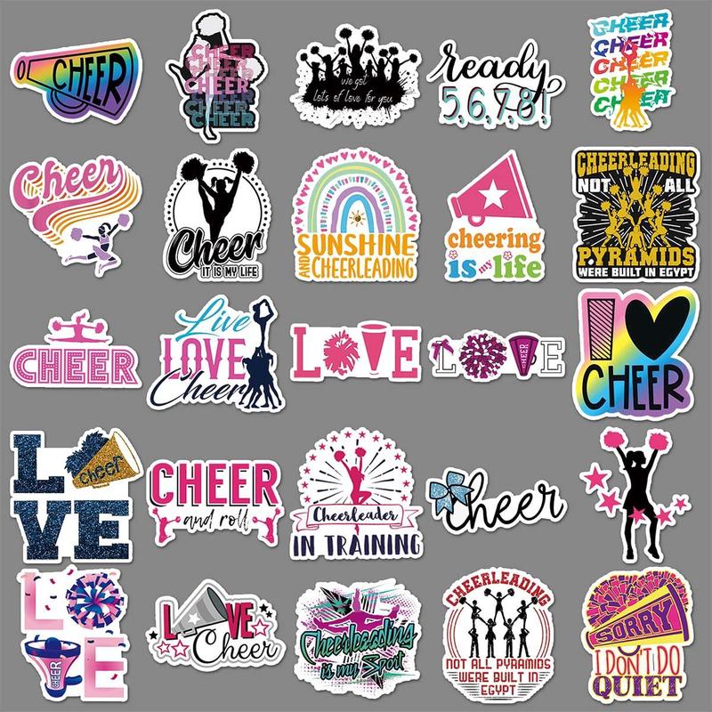 Cartoon Cheerleading Girl Pattern Decorative Sticker, 50pcs Creative Decorative Graffiti Sticker for DIY Craft, Decorative Sticker for Stationery Computer Water Bottle Skateboard