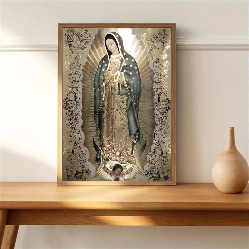 Virgin Mary Pattern Unframed Painting, Canvas Wall Art, Decorative Painting for Home Living Room Bedroom