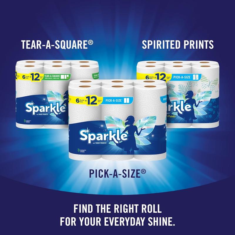 Sparkle Pick-A-Size Paper Towels, 6 Double Rolls = 12 Regular Rolls, Everyday Value Paper Towel with Full and Half Sheets Georgia-Pacific