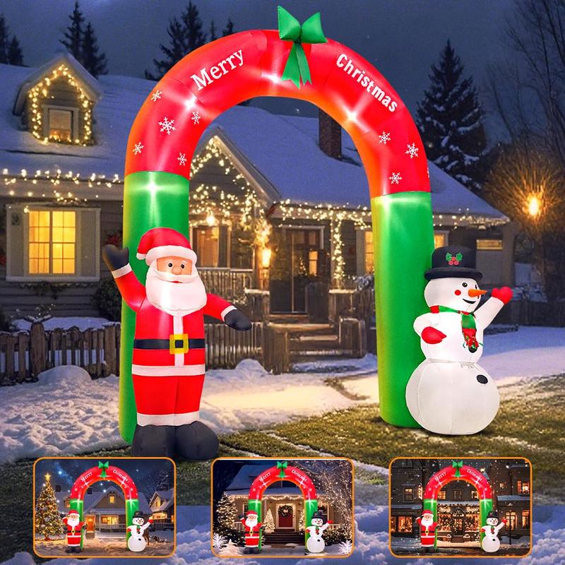  Outdoor Large Christmas Self Inflating Inflatables with LED Lights Holiday Decor (10ft Gingerbread Archway)