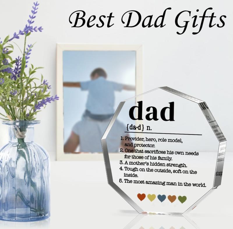 Acrylic Dad Award Decor, 1 Count Clear Dad's Inspirational Words Statue, Father's Day Gift, Award for Father Of The Year Gifts for Home, Gift for Dad, Desk Ornaments for Home, Home Decor