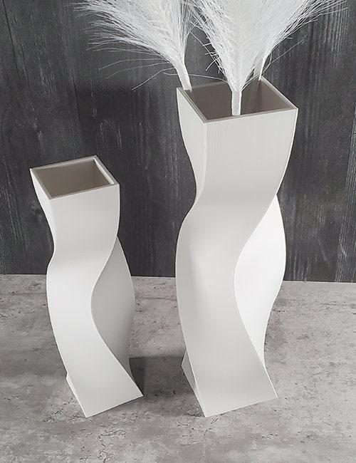 Tall Geometric Matte White Vase or Centerpiece | Modern Home Decor | Flower Vase | Gift