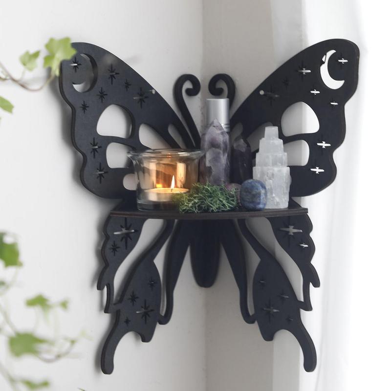 Room Decor Wooden Butterfly Design Wall Mounted Shelf, Creative Wall Hanging Storage Shelf, Wall Shelf for Home Decor, Fall Decor