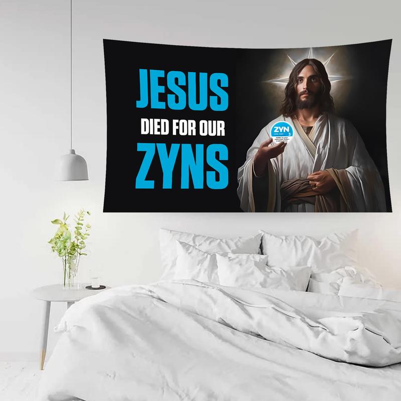 Zyn Jesus Flag Banner Polyester 3X5ft Funny Flag Office Gym Dormitory Wall Decor Design with Brass Grommet for Easy Hanging