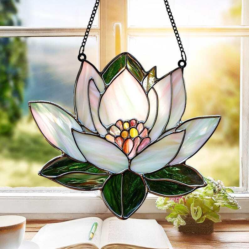 Lotus Acrylic Window Hangings Lotus Lovers Gift, Lotus Suncatcher Home Decor, Gift for Her, Birthday Gift Lotus Wall Art