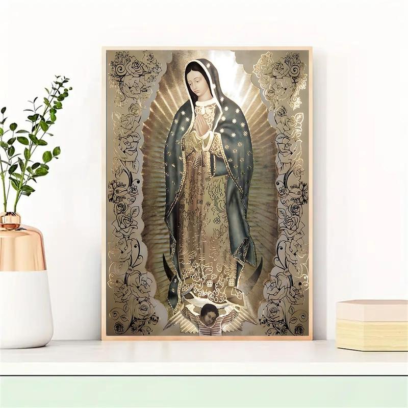 Virgin Mary Pattern Unframed Painting, Canvas Wall Art, Decorative Painting for Home Living Room Bedroom