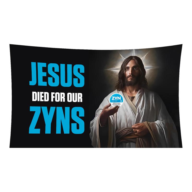 Zyn Jesus Flag Banner Polyester 3X5ft Funny Flag Office Gym Dormitory Wall Decor Design with Brass Grommet for Easy Hanging