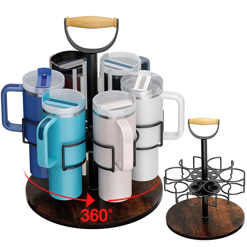 360° Rotatable Cup Holder, Cup Storage Rack with Handle, Kitchen Gadgets Cup Organizer, Kitchen Storage Organizer, Kitchen Accessories