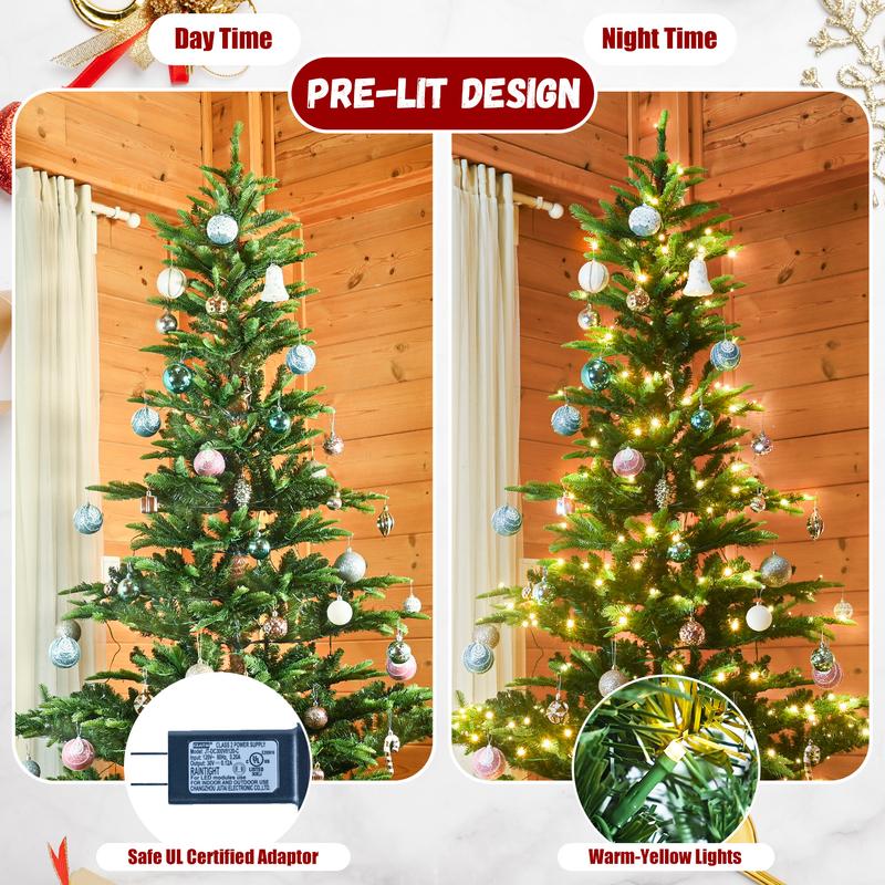 4 FT Pre-Lit Aspen Fir Artificial Christmas Tree ,Green Decor Ornaments