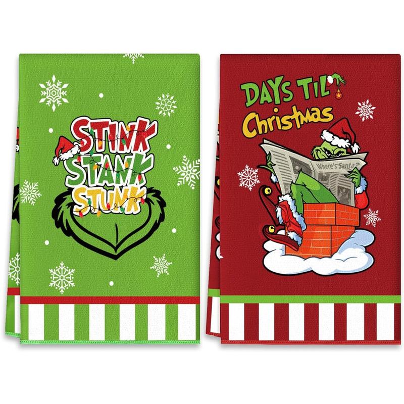 Christmas Kitchen Towels 2 Counts Christmas Dish Towels Hand Towels Housewarming Gifts for New Home, Christmas Farmhouse Decor for Kitchen Bedroom Bathroom(17.7 x 27.5 Inch)