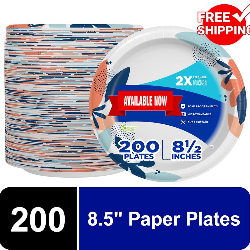 D..i..x..i..e. Disposable Paper Plates, Multicolor, 8.5 in, 200 Count