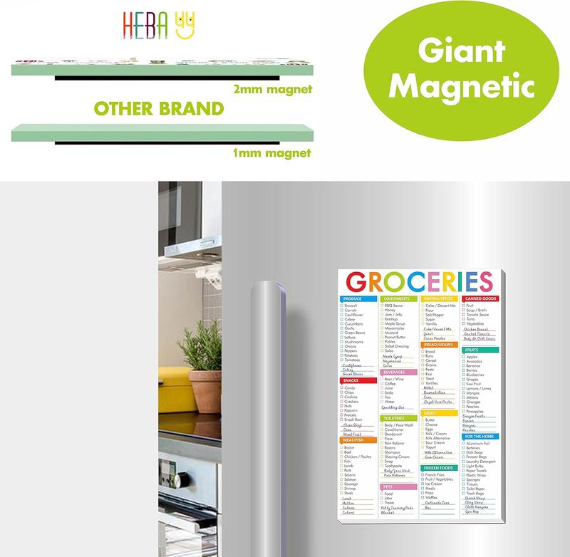 90 Sheets Fastcheck Grocery List Magnet Pad, 110 Printed Common Food for Fridge and Blank Grocery Shopping Spaces for Home. Size 6”x 9” Decor Magnetic