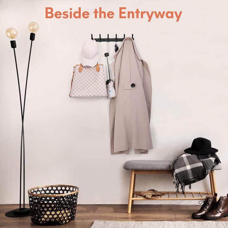 2 Pack Coat Rack Wall Mount, Entryway Coat Hooks Wall Mounted, Wall Hooks for Hanging, Coat Hanger Wall Mount Towel Rack Hat Rack for Wall with 12 Hooks for Entryway, Bedroom, Bathroom Organiser Hangable