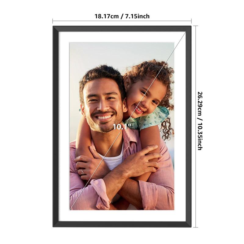 10.1 15.6in Digital Photo Frame, WiFi Electronic Frame with 32GB Storage, IPS Touch Screen, Auto-Rotate, Slideshow, Share Photos Videos Music Calendar Alarm