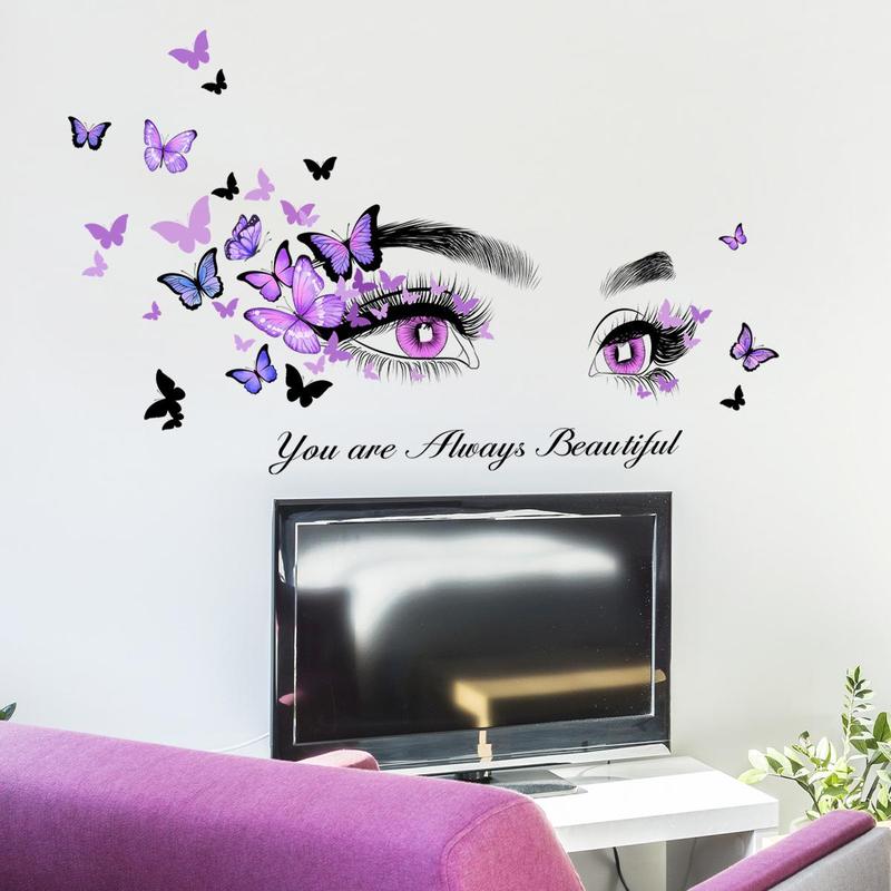 Butterfly Eye Pattern Wall Sticker, Self Adhesive Wall Decal, Decorative Sticker for Home Living Room Bedroom