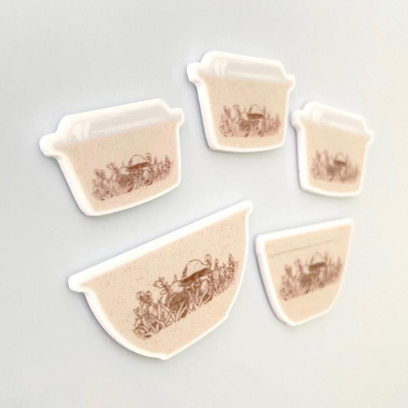 Pyrex Forest Fancies Fridge Magnets | Mushroom Pyrex | Mushroom Magnets | Forest Fancies Pyrex Mushroom Magnets for Home or Office Decor Gift Set