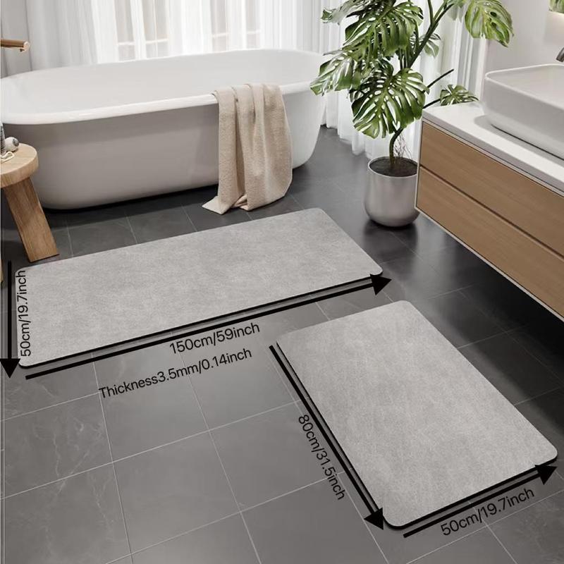 Solid Color Bathroom Mat Set, 2 Counts set Non-slip Absorbent Bath Mat, Quick Drying Bathroom Mat, Kitchen Floor Mat, Bathroom Accessories