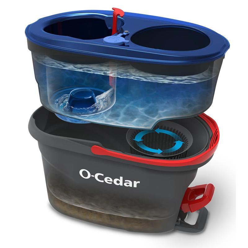 O-Cedar EasyWring™ RinseClean™ Spin Mop & Bucket System - Removes 99% of Bacteria with Clean Water - Microfiber, Cleaning