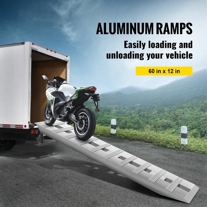 VEVOR Aluminum Trailer Ramps Max 8810LBS Total Beavertail Hook End 1 Pair 2 Ramps Organiser