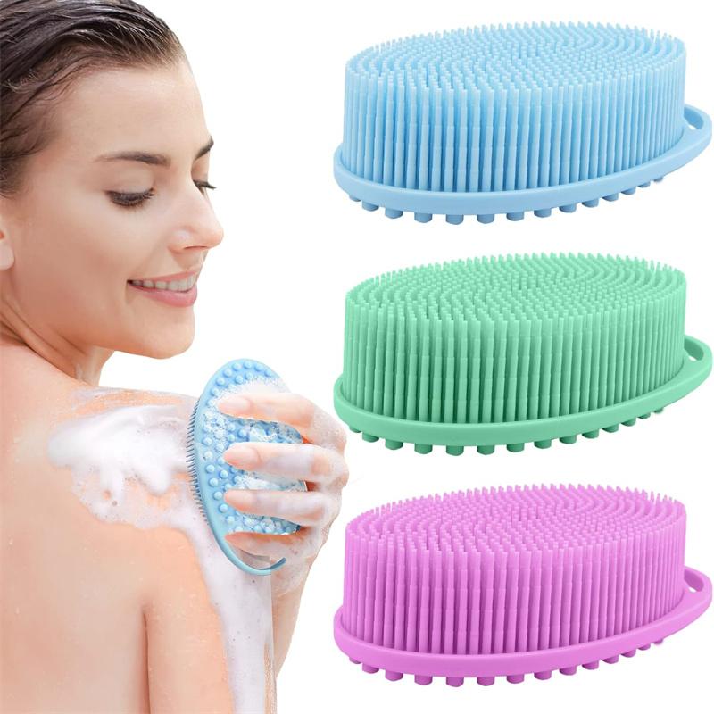 Silicone Body Scrubber 3 Pack, Exfoliating Body Scrubber, Soft Silicone Loofah, Body Scrubber Fit for Sensitive and All Kinds of Skin, Clean and Sanitary Rapid Foaming