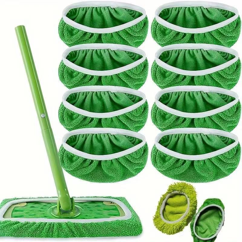 8 pcs Set High-Absorbency Microfiber Mop Pads - Machine Washable, Multipurpose Wet Dry Floor Cleaning Cloths - Easy Maintenance