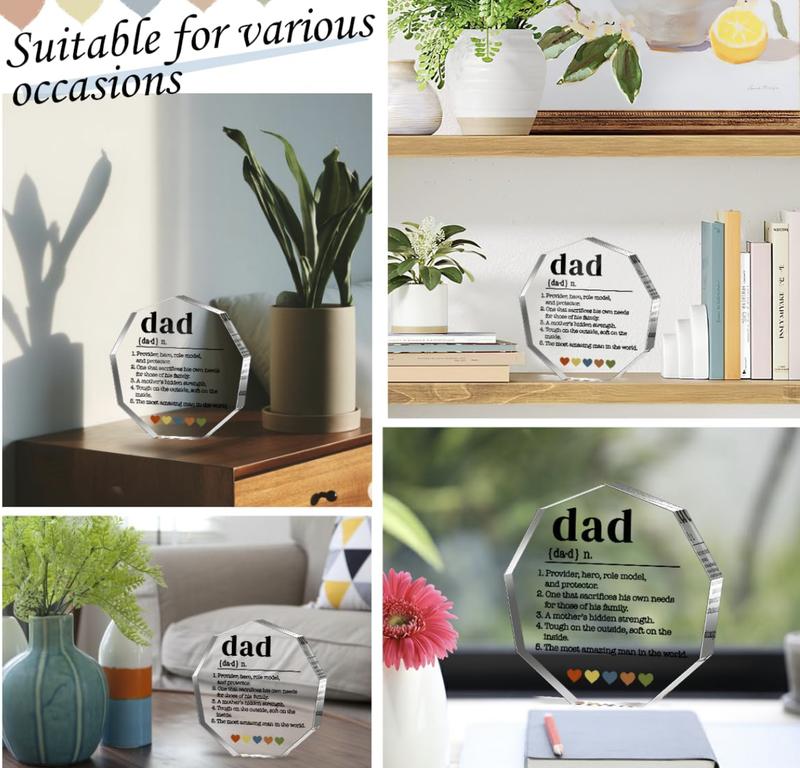 Acrylic Dad Award Decor, 1 Count Clear Dad's Inspirational Words Statue, Father's Day Gift, Award for Father Of The Year Gifts for Home, Gift for Dad, Desk Ornaments for Home, Home Decor