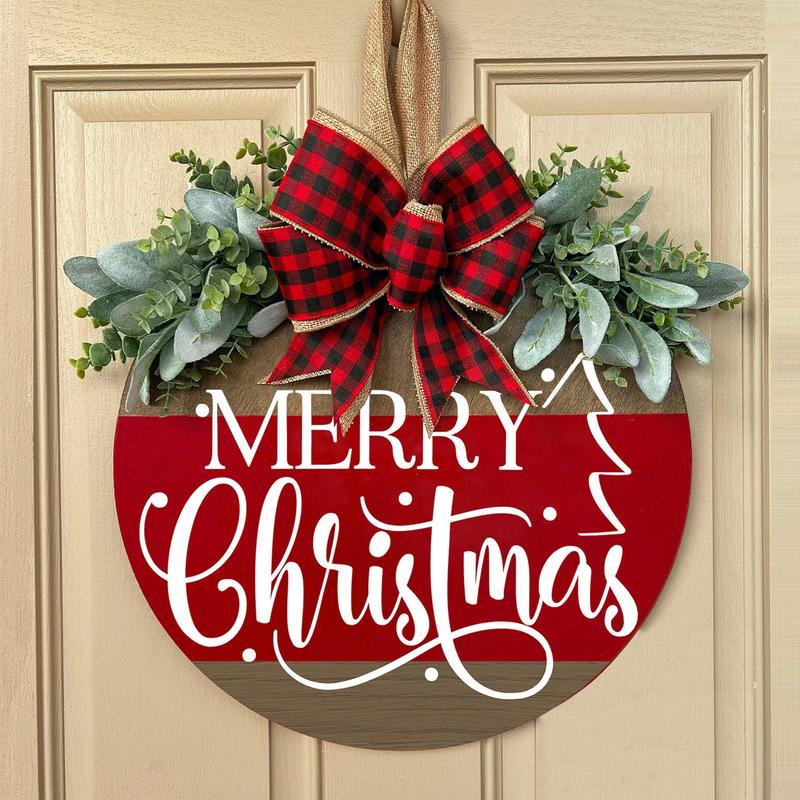 Merry Christmas believe Welcome Sign, 1 Piece Front Door Wooden 12 Inch Hanging Sign, Home  Ornaments Front Door Hanging Decoration, Christmas Decorations